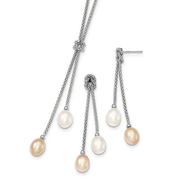 Sterling Silver Freshwater Cultured Pearl Drop 18in Necklace Sterling Silver Freshwater Cultured Pearl Drop 18in Necklace